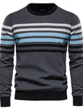 Men's Pullover Sweater Jumper Knitwear Ribbed Knit Knitted Print Stripe Crew Neck Fashion Streetwear Daily Wear Vacation Clothing Apparel Fall & Winter Yellow Blue M L XL