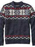 Men's Pullover Sweater Jumper Ribbed Knit Knitted Print Snowflake Stand Collar Fashion Streetwear Daily Wear Vacation Clothing Apparel Fall & Winter Navy Blue M L XL