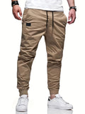 Ilooove - Trendy Solid Cargo Pants, Men's Multi Flap Pocket Trousers, Loose Casual Outdoor Pants, Men's Work Pants Outdoors Streetwear Hiphop Style