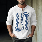 Men's Henley Shirt Graphic Eye Henley Clothing Apparel 3D Print Outdoor Daily Long Sleeve Patchwork Button-Down Fashion Designer Comfortable