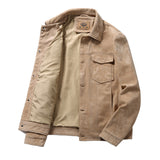 Ilooove - Men's Thin Suede Jacket Ture US Size  Black Vest Men's Brown Khaki Grey Color Suede Jacket