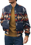 Ilooove - Cardigan Geometric Print Collar Windbreaker Coat Men