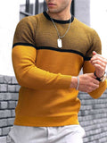 Men's Pullover Sweater Jumper Knitwear Ribbed Knit Knitted Print Stripe Crew Neck Fashion Streetwear Daily Wear Vacation Clothing Apparel Fall & Winter Yellow Navy Blue M L XL