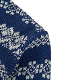 Men's Pullover Sweater Jumper Ribbed Knit Knitted Print Snowflake Stand Collar Fashion Streetwear Christmas Daily Wear Clothing Apparel Fall & Winter Navy Blue M L XL