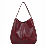 Women's Shoulder Bag Hobo Bag PU Leather Outdoor Office Shopping Large Capacity Solid Color claret Red Brown Black