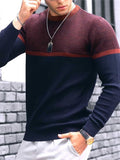 Men's Pullover Sweater Jumper Knitwear Ribbed Knit Knitted Print Stripe Crew Neck Fashion Streetwear Daily Wear Vacation Clothing Apparel Fall & Winter Yellow Navy Blue M L XL