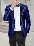 Men's Streetwear Party Sparkle Blazer Regular Regular Fit Sequin Black Silver Red Blue Gold 2023