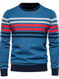 Men's Pullover Sweater Jumper Knitwear Ribbed Knit Knitted Print Stripe Crew Neck Fashion Streetwear Daily Wear Vacation Clothing Apparel Fall & Winter Yellow Blue M L XL