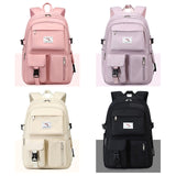 Women's Unisex Backpack School Bag Bookbag Functional Backpack School Outdoor Daily Solid Color Oxford Cloth Adjustable Large Capacity Waterproof Zipper Black Pink Purple