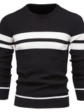 Men's Pullover Sweater Jumper Ribbed Knit Knitted Print Stripe Stand Collar Fashion Streetwear Daily Wear Vacation Clothing Apparel Fall & Winter Black Red M L XL