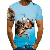 Men's T shirt Tee Tee Funny T Shirts Graphic Animal Squirrel Round Neck Sea Blue Green Blue Yellow Red 3D Print Daily Holiday Short Sleeve Print Clothing Apparel Basic Streetwear Exaggerated Designer