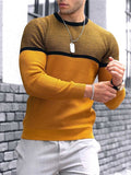 Men's Pullover Sweater Jumper Knitwear Ribbed Knit Knitted Print Stripe Crew Neck Fashion Streetwear Daily Wear Vacation Clothing Apparel Fall & Winter Yellow Navy Blue M L XL