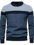 Men's Pullover Sweater Jumper Ribbed Knit Knitted Print Stripe Stand Collar Fashion Streetwear Daily Wear Vacation Clothing Apparel Fall & Winter Navy Blue Orange M L XL