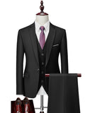 Black White Champagne Men's Wedding Party / Evening Suits 3 Piece Solid Colored Standard Fit Single Breasted One-button 2023