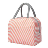 Men's Women's Lunch Bag Oxford Cloth Aluminum Foil Outdoor Office Daily Zipper Print Tiered Insulated Large Capacity Waterproof Solid Color Striped Flamingos Leaf Pink and white stripes black strips