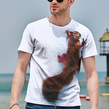 Men's T shirt Tee Tee Funny T Shirts Graphic Animal Squirrel Round Neck Sea Blue Green Blue Yellow Red 3D Print Daily Holiday Short Sleeve Print Clothing Apparel Basic Streetwear Exaggerated Designer