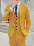 Black Ivory Yellow Men's Wedding Suits 3 Piece Solid Colored Standard Fit Single Breasted Two-buttons 2023