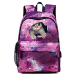 Men's Women's Backpack School Bag Bookbag 3D Print School Outdoor Daily Galaxy Cat Canvas Large Capacity Waterproof Durable Print Black Red Blue