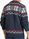 Men's Pullover Sweater Jumper Ribbed Knit Knitted Print Snowflake Stand Collar Fashion Streetwear Daily Wear Vacation Clothing Apparel Fall & Winter Navy Blue M L XL