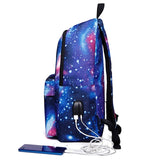 Men's Women's Backpack School Bag Bookbag 3D Print School Outdoor Daily Galaxy Cat Canvas Large Capacity Waterproof Durable Print Black Red Blue