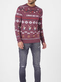 Men's Ugly Christmas Sweater Pullover Sweater Jumper Knitwear Ribbed Knit Knitted Print Elk Crew Neck Fashion Streetwear Christmas Daily Wear Clothing Apparel Fall & Winter Purple M L XL