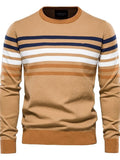 Men's Pullover Sweater Jumper Knitwear Ribbed Knit Knitted Print Stripe Crew Neck Fashion Streetwear Daily Wear Vacation Clothing Apparel Fall & Winter Yellow Blue M L XL