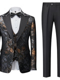 Black Yellow Red Men's Party Prom Suits 3 Piece Patterned Standard Fit Single Breasted One-button 2023