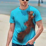 Men's T shirt Tee Tee Funny T Shirts Graphic Animal Squirrel Round Neck Sea Blue Green Blue Yellow Red 3D Print Daily Holiday Short Sleeve Print Clothing Apparel Basic Streetwear Exaggerated Designer