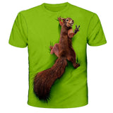 Men's T shirt Tee Tee Funny T Shirts Graphic Animal Squirrel Round Neck Sea Blue Green Blue Yellow Red 3D Print Daily Holiday Short Sleeve Print Clothing Apparel Basic Streetwear Exaggerated Designer