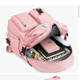 Women's Unisex Backpack School Bag Bookbag Functional Backpack School Outdoor Daily Solid Color Oxford Cloth Adjustable Large Capacity Waterproof Zipper Black Pink Purple