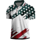 Men's Collar Polo Shirt Golf Shirt Graphic National Flag Turndown Blue Light Green Dark Green Red White 3D Print Street Daily Short Sleeve 3D Button-Down Clothing Apparel Fashion Casual Breathable