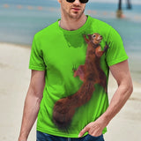 Men's T shirt Tee Tee Funny T Shirts Graphic Animal Squirrel Round Neck Sea Blue Green Blue Yellow Red 3D Print Daily Holiday Short Sleeve Print Clothing Apparel Basic Streetwear Exaggerated Designer