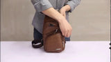 Men's Sling Shoulder Bag Chest Bag PU Leather Outdoor Daily Zipper Waterproof Solid Color Dark Brown Black Brown