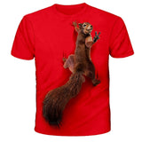 Men's T shirt Tee Tee Funny T Shirts Graphic Animal Squirrel Round Neck Sea Blue Green Blue Yellow Red 3D Print Daily Holiday Short Sleeve Print Clothing Apparel Basic Streetwear Exaggerated Designer