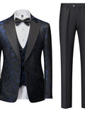 Black Yellow Red Men's Party Prom Suits 3 Piece Patterned Standard Fit Single Breasted One-button 2023
