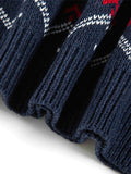 Men's Pullover Sweater Jumper Ribbed Knit Knitted Print Snowflake Stand Collar Fashion Streetwear Daily Wear Vacation Clothing Apparel Fall & Winter Navy Blue M L XL