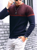 Men's Pullover Sweater Jumper Knitwear Ribbed Knit Knitted Print Stripe Crew Neck Fashion Streetwear Daily Wear Vacation Clothing Apparel Fall & Winter Yellow Navy Blue M L XL